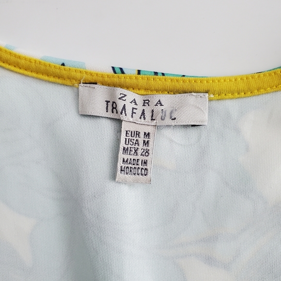 Zara Trafaluc Tropical Leaf Print Peplum Top, M - Picture 6 of 8